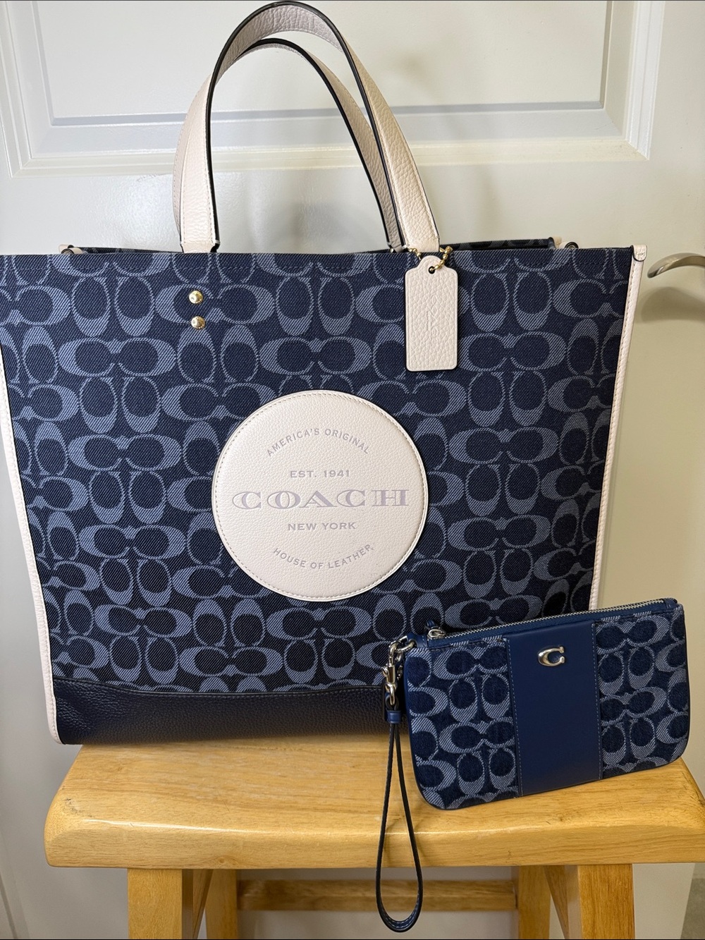 Coach Dempsey Tote 40 & Coach Large Corner-Zip Wristlet